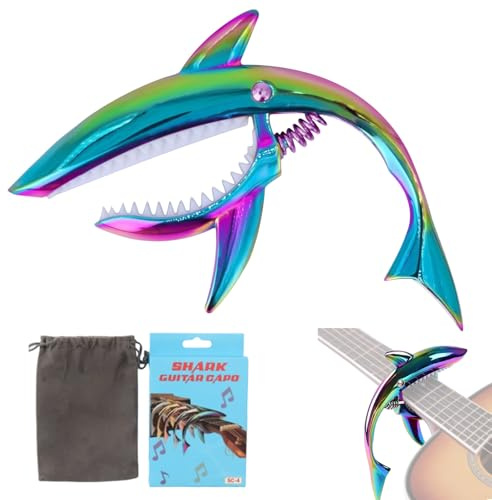 Guitar Capo Zinc Alloy Guitar Capo Shark Capo for Acoustic Guitar & Electric Guitar, Classical Guitar, Ukulele and Other 6-string Instruments, Looks Cool & Durable (Colorful)