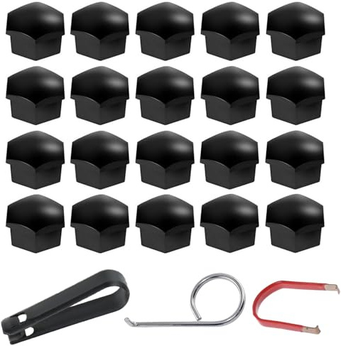Oiieco 20 x Radmutterkappen 17mm Schwarz, Radmuttern Kappen, Universal Radschraubenkappen Set aus Kunststoff, Abdeckkappen für Radschrauben & Radbolzen (17mm)