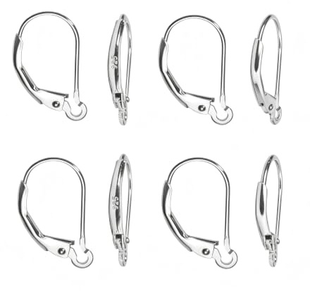 ZenithQuest 8 Pcs 925 Sterling Silver Leverback Earring Hooks, French Ear Wires for Jewellery Making, Earring Findings DIY Craft Supplies, Nickel-Free & Secure Fastening