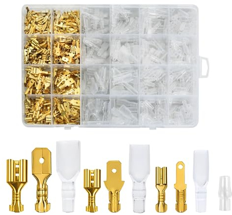 Kit di Capicorda Elettrici a Forcella Faston - 600 Pezzi con Connettori Maschio e Femmina (Faston Femmina) da 2,8/4,8/6,3 mm e Guaine Isolanti