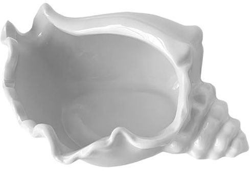 NESTINGHO Piattino Porta Gioie in Ceramica Bianco a Forma di Conchiglia, Porta Gioielli da Comodino Elegante e Pratico per Organizer su Comò di Casa