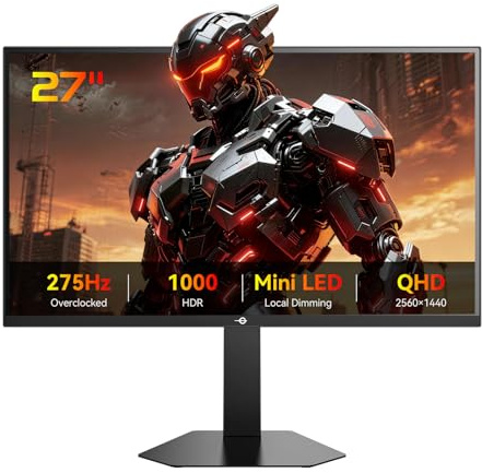 TITAN ARMY Monitor Gaming 27 Pulgadas, 275Hz 240Hz, QHD Monitor, Fast IPS, 1ms, 2K 2560 x 1440P, Mini LED-DyDs 5 Tech, FreeSync, HDR1000, 100% sRGB, Luz azul baja, VESA 100x100, DP1.4/HDMI 2.0, P276MS