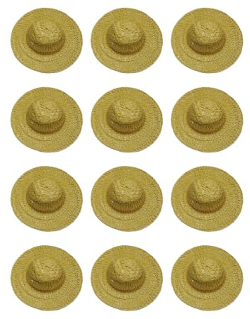 HEEPDD Sombreros en Miniatura para Casa de Muñecas, 12 Piezas, Sombrero de Paja de Papel Pequeño, Sombrero de Vaquero, Accesorios Ligeros para Muñecas de 7 Cm, Suministros de Pintura (7 CM)