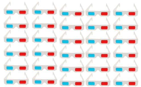 HORIALENCE 30 Pezzi Occhiali 3d di Carta Usa e Getta per Film Lenti Anaglifi Rosso e Blu, Leggeri e Portatili per Adulti, Esperienza Visiva Spettacolare