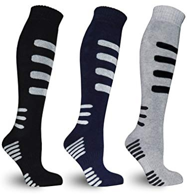 Frostfighter Herren Thermo Kniestrümpfe (4x Paar) Winter Ski Vollfrottee Innenfutter, Schwarz Blau Grau, 39-42