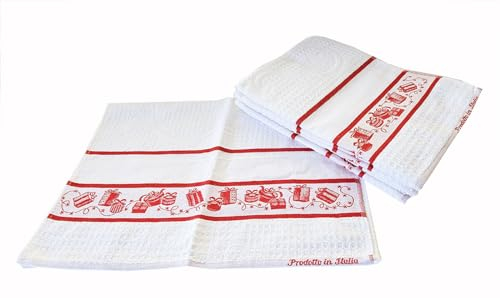 Strofinacci Canovacci Natale Set 6 Pezzi 100% Cotone Misura Cm 50x70 Tela Aida Ricamo Hobby Cucito Prodotto Italiano (Pacchi Natalizi)