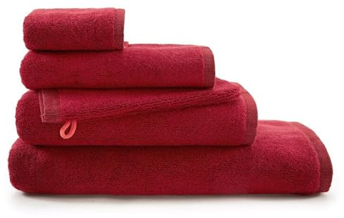 Bassetti GRANFOULARD Frottee-Set New Shades Doubleface Gästehandtuch + Handtuch 100% reine Baumwolle Jacquard Bordeaux 63