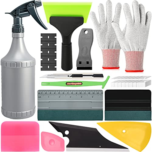 EHDIS Kit Vinile Applicazione Adesivi Auto con Mister Bottiglia Spray da 500 ml, per Pellicola per Installazione Pellicole Auto Cellulare DIY, Film per mobili, con spatola, taglierino, raschietto