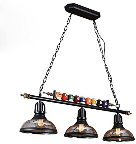 PAZWAHF Retro-Kronleuchter, Schwarze Pendelleuchten im Industriestil mit Billarddekoration, Deckenleuchte, Hängelampe für Bar, Restaurant, Theke, Loft