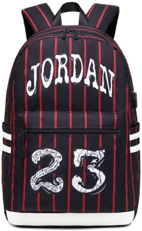 Didonia Basketball Player 23 Backpack Laptop Travel Bag Men's Women's Teenage Schoolbag, Black-red, L Size, Fashion & Leisure