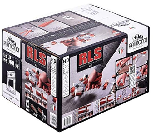Raimondi Levelling System RLS R.L.S. Kit Scatolo HD Composto da 250 Basi Distanziatori Auto Livellante Fuga 1,5 mm Mattonelle Spessore 3-12 mm 250 Cunei 1 Pinza per Applicare Piastrelle a Pavimento