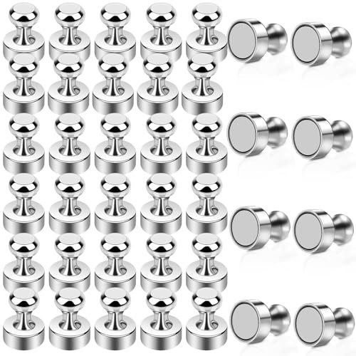Aenienoe 38Stück Magnete für Magnettafel kleine Magnete Stark Neodym Extra Stark Magneten Halt Whiteboard Kühlschrank mit Griff Fotos Schule Silber