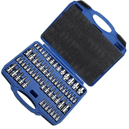 DOITOOL 60pcs Chrome Vanadium Steel Bit Socket Set Includes Bits Spanner Socket Ratchet Spanner Set Car Tool Box