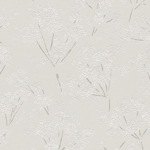 Profhome Carta da parati con accenti metallici 395484-GU carta da parati intissata (TNT) grigio bianco 0,53 m x 10,05 m / 5,33 m2