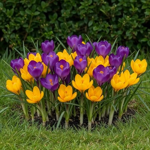 Crocus Collection Del Piero – Blomlökar – Djupt Mauve/Gyllene Gul – Härdiga, Fleråriga, Holländska Växter För Trädgård, Krukor Och Stenträdgårdar – Blomlökar – 25 Blomsterlökar