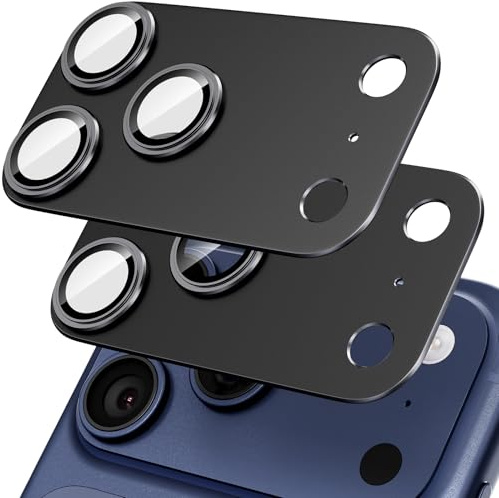 Giftorld [2 Pack Camera Lens Protector for iPhone 17 Pro Max,9H Tempered Glass,Aviation Aluminum Plate Cover,Night Circle,HD Clarity,Case Friendly,Easy Installation-Black