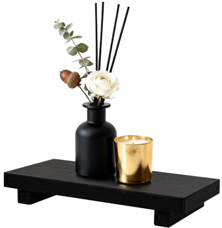 NGOKPYD Wooden Decor Tray Black, Vintage Wood Decorative Trays with Durable Waterproof Coating, Wooden Table Tray Base for Home Coffee Table Candle Holder Bathroom Organizer Centerpiece