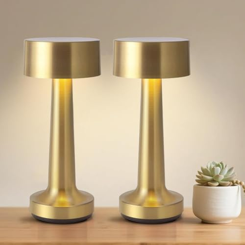 XUXLEKK Lampada da Tavolo Senza Fili, 2PCS LED Lampada Tavolo Ricaricabile, Dimmerabile Touch,1800mAh Lampada Comodino Senza Fili, Luce Da Tavolo SenzaFili per Camera da Letto, Bar e Caffè