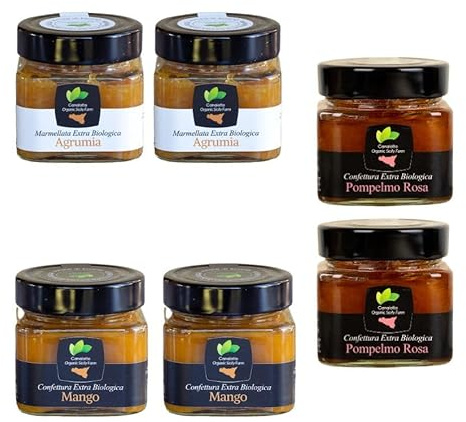 Canalotto Farm - Selezione Confetture da 250 gr - 2 Agrumia - 2 Mango - 2 Pompelmo rosa