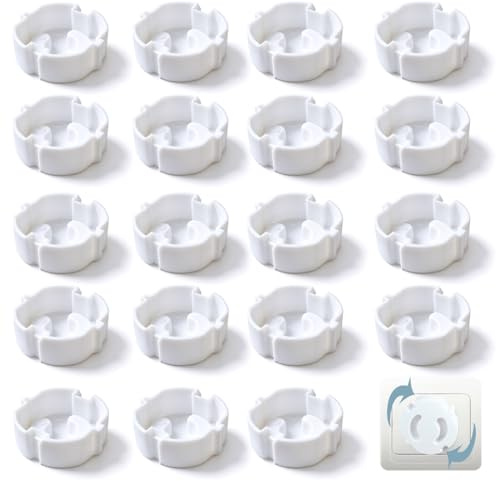 UEAVOID Protectores de Enchufes Bebés 20 Uds. con Mecanismo Giratorio, Protección Infantil Invisible para Seguridad Anti Descargas Eléctricas de Niños