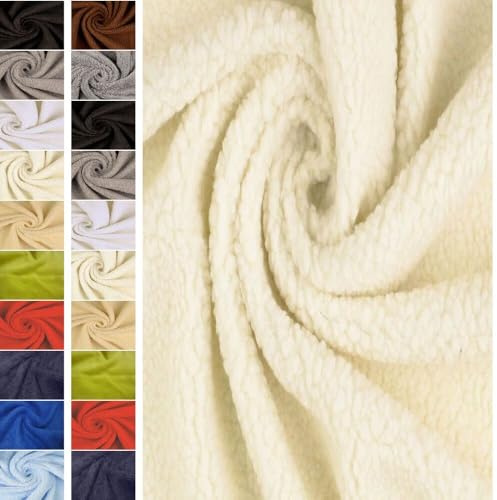 StoffBook Wollweiß Kunstfell Teddyplüsch Plüschfell für Bekleidung | Hochwertig, Stoff für Bekleidung, Kostüme und Dekoration, Lammfellimitat und Teddyfell