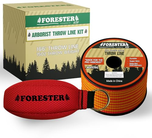 FORESTER Arborist Throw Line Kit | 15oz Throw Weight & 166ft Rope | Ultra Slick 100% Polyester Rope | Arborist Equipment For Tree Climbing