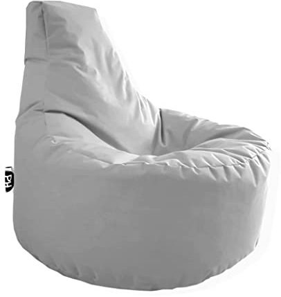 PATCH HOME Gamer Kissen & Lounge Sitzsack – befüllbar mit Reißverschluss, gefüllt mit Styropor, geeignet für In- & Outdoor. Perfekt als Gaming Sessel Sitzkissen (Grau - Ø 75cm x Höhe 80cm)