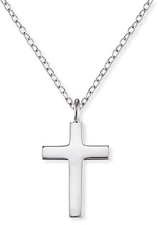 Engelsrufer Damen Halskette aus Sterling Silber und schlichtem Kreuz Anhänger silber B: 10 mm; H: 14 mm - Karabinerverschluss - in zwei Längen verstellbar - Länge: 42cm