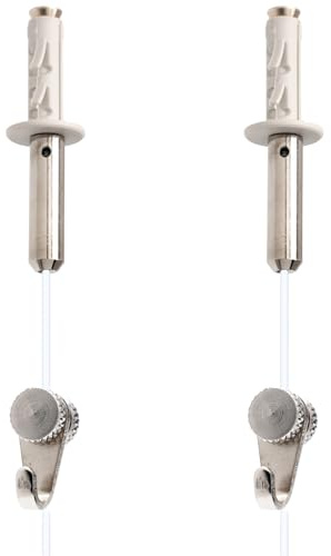 MARCS ARIAS SL Colgador para Techo RM-SG | Kit Colgadores con Soporte Techo, Nylon y Ganchos RM | Resistencia hasta 15 kg por Unidad | Sistema para Colgar Cuadros sin Taladrar (2)