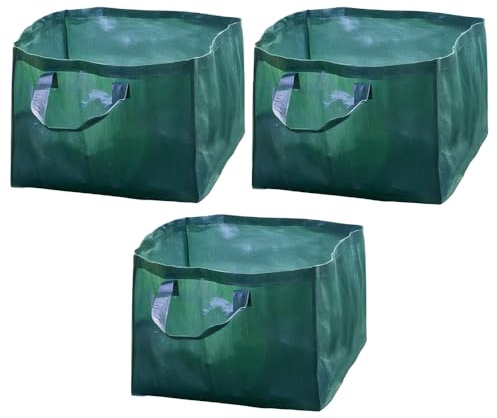 Garden Mile Heavy Duty Waste Bags 82 Litre - 3 Sacks Builders Bags Reusable - Industrial Fabric and Handles - Green Waste Sacks, Garden Bags Heavy Duty with Handles