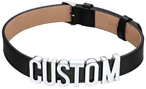U7 Leder Choker Kette Damen Halskette Collier Halsband Personalisiert Name Lederkette mit Buchstaben/Zahlen/Zeichen Charm DIY Lederhalsband Necklace Modeschmuck für Frauen Mädchen