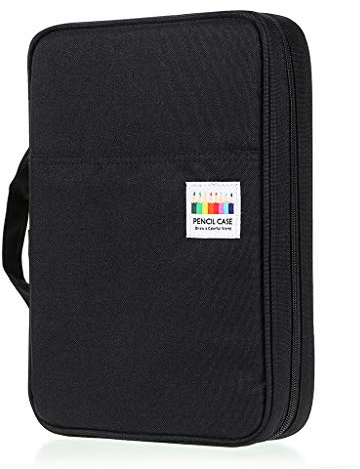 BTSKY Portable Colored Pencil Case - Colored Pencil Organizer Holds 166 Pencils or 112 Gel Pens Large Capacity Zippered Pencil Holder Gel pens (Black)