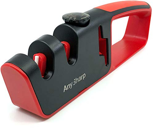 AnySharp Angle réglable, aiguiseur de couteaux et aiguiseur de ciseaux en 2 étapes avec poignée ComfortGrip
