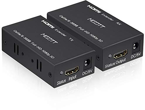 MISOTT HDMI Extender 60M Ethernet, récepteur émetteur HDMI vers RJ45 Cat5e Cat6 Cat7, prise en charge 1080p, 3D, HDCP, EDID pour PC, DVD, PS4, ordinateur portable