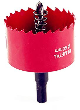 M42 HSS Bimetall-Lochsäge mit Sechskantadapter und Zentrierbohrer für Holz, Eisen, Blech, Rohr, Kunststoff, rot