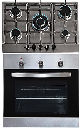 SIA SO113SS 60cm Stainless Steel Single Fan Oven & 70cm 5 Burner Gas Hob with Cast Iron Pan Stands