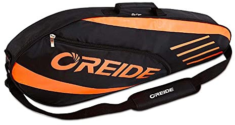 TentHome Sac de Raquette de Badminton, Sac de Raquette à bandoulière Simple pour 3 Raquettes ou Double Raquette de Tennis, Unisexe (Orange & Noir)