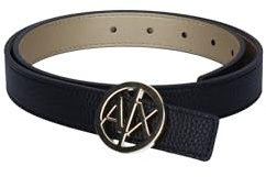 Armani Exchange Damen Bicolor, Logo Buckle Belt, Black/Gold, M