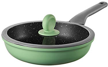 Liudan Padella Padella con Coperchio - Augolare Skillet Induzione - Fornello induzione Gas Gas Stufa Aperta Fiamma Generale, per Burger Pesce Bistecca di Pancetta Padella Antiaderente