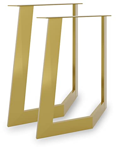 Magnetic Mobel 2X Tischkufen aus Metall | Trapez | Industrial Tischbeine in Schwarz Weiß & Rohstahl | Tischgestell (Gold)
