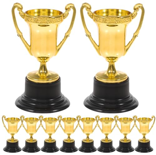 TrophéE Miniature en Plastique Doré pour Enfants Lot de 10-RéCompenses De CompéTition Jouets De FêTe Cadeaux De NoëL 4.6 X 4.6 X 8.5 Cm