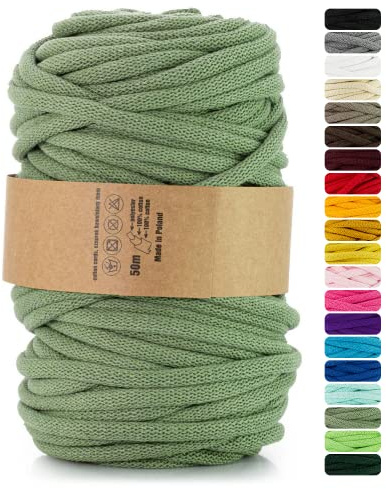 Netuno 1x corda macramè colorata pistacchio 9 mm 50 m corda in cotone anima in poliestere filo spago uncinetto ferri da maglia decorazioni cordoncino colorato cavo