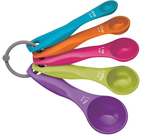 5Pcs Measuring Spoon Set, Assorted Spoons for Measuring Food, Durable, Stain Resistant and Dishwasher Safe Plastic Kitchen Utensils Baking Set