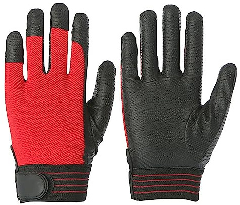 Ailan Spezielle Arbeitshandschuhe, elektrisch isolierender Schutzhandschuh, Gummi Sicherheitshandschuh, atmungsaktive Handschuhe, die Motorrad fahren, Schwarz Rot, L