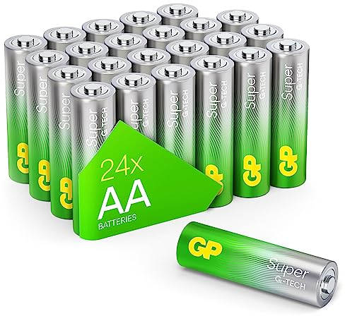 GP Super Alkaline Batterien AA Mignon, LR06, 1,5V, 24 Stück Vorratspack, ideal für die Stromversorgung von Geräten des täglichen Bedarfs - Die Neue G-TECH-Technologie