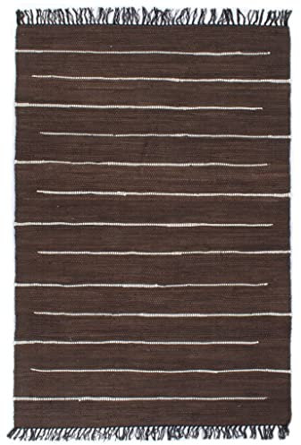 UYSELA Home Sets mit Handwebteppich Chindi Baumwolle 200x290 cm braun