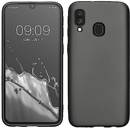kwmobile Custodia Compatibile con Samsung Galaxy A40 Cover - Back Case Morbida - Protezione in Silicone TPU Effetto Metallizzato grigio metallizzato