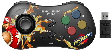 8Bitdo Terry Bogard Style SNK Neo Geo CD Bluetooth Controller, Compatible with Windows PC, Android and Neo Geo Mini