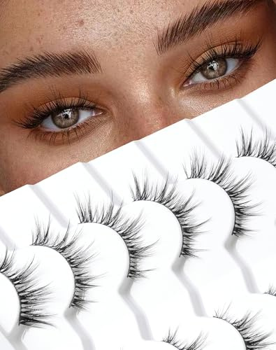 Manga Natürliche Wimpern Flauschige Katzenaugen-Wimpern hebende Falsche Wimpern lockige Natürliche Fake Lashes 3D-Volumen-Künstliche Wimpern Fluffy Eyelashes 7 Paar D13