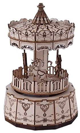 IRYZE Spieldose Spieluhr Musikdose DIY Handgemachte Hölzerne Spieluhr Vintage Personalisierbare Karussell-Spieluhr Für Weihnachten Geburtstag Spieluhren Musikdosen